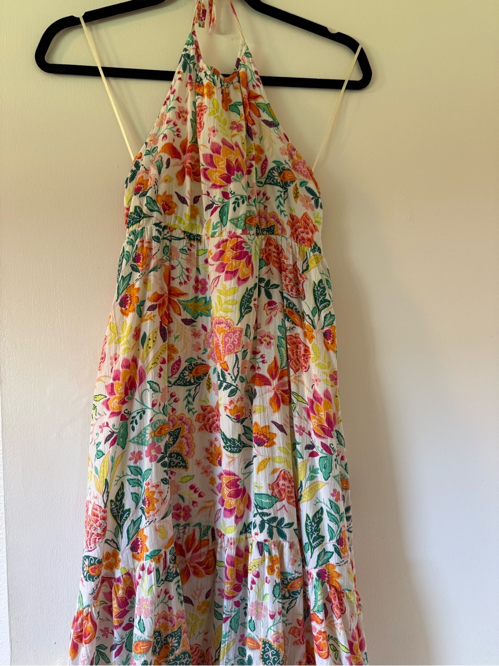 Old Navy Floral Halter Maxi Dress in White, Pink, Yellow, Green
